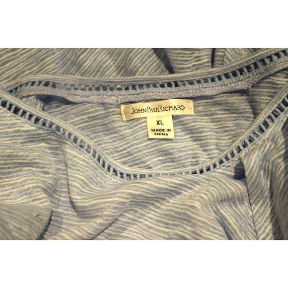 John Paul Richard Light Blue Bell Sleeves Split Front and Back Women's Blouse To - Picture 3 of 5